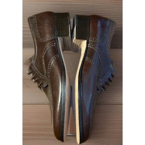 HALSTON VINTAGE Men’s Oxford Wing Tip Brown Italian Dress Shoes Size 10 1/2 main image 8
